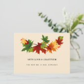 Herfst laat eenvoudige bruiloft dank u kaart (Staand voorkant)