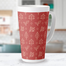 Herfst laat eenvoudige grafische print in rood latte mok