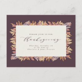 Herfst laat elegante Thanksgiving achter Uitnodiging Briefkaart