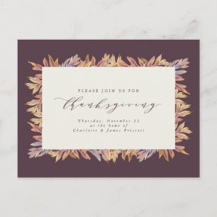 Herfst laat elegante Thanksgiving achter Uitnodiging Briefkaart