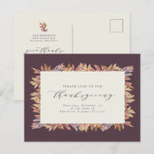 Herfst laat elegante Thanksgiving achter Uitnodiging Briefkaart (Voorkant / Achterkant)