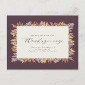 Herfst laat elegante Thanksgiving achter Uitnodiging Briefkaart (Voorkant)