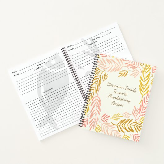 Herfst laat familienaam Thanksgiving Recipe Notitieboek (Binnen)