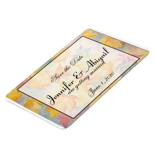 Herfst laat gay bruiloft opslaan van de datum magneet (Linkerzijde)