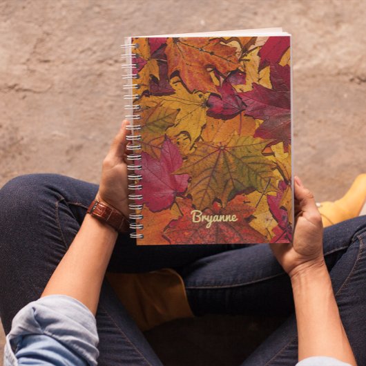 Herfst laat gepersonaliseerde spiraal notitieboek
