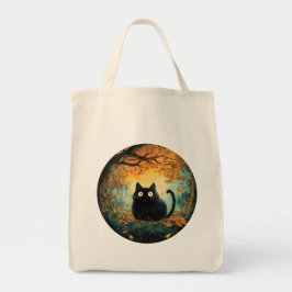 Herfst laat gezellige herfst zwarte kat in de magi tote bag