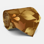 Herfst laat goud en bruin patroon achter stropdas (Opgerold)