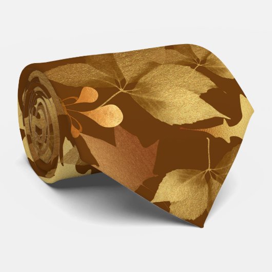Herfst laat goud en bruin patroon achter stropdas (Opgerold)