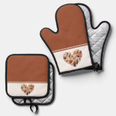 Herfst laat hartvormig ovenwant & pannenlap set (Voorkant / Achterkant)