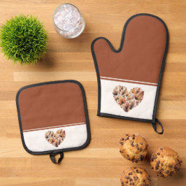 Herfst laat hartvormig ovenwant & pannenlap set