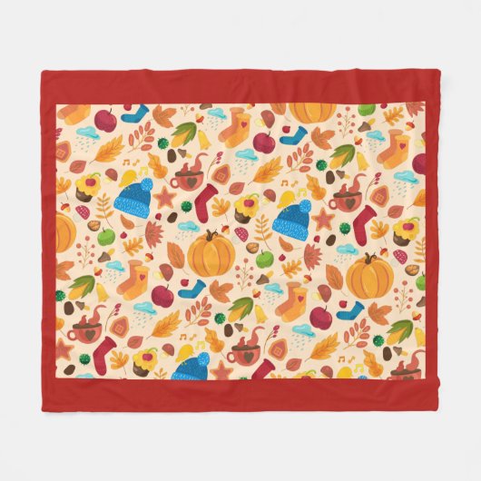 herfst laat Herfst objecten patroon gezellig weer Fleece Deken (Voorkant (Horizontaal))