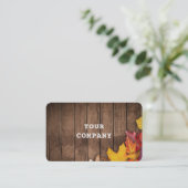 Herfst laat houten visitekaartje sjabloon achter (Staand voorkant)