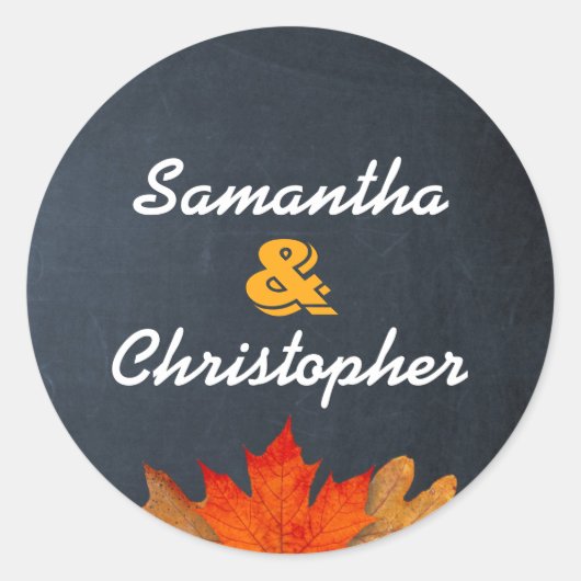 Herfst laat krijtbord gepersonaliseerde Stickers (Voorkant)