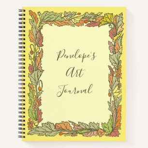  herfst laat kunstjournaal met Jouw naam over Notitieboek