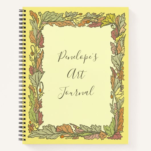  herfst laat kunstjournaal met Jouw naam over Notitieboek (Voorkant)