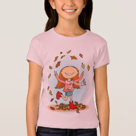 Herfst laat leuke rode laarzen meisje t-shirt