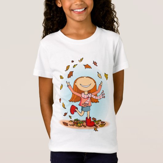Herfst laat leuke rode laarzen meisje t-shirt (Voorkant)