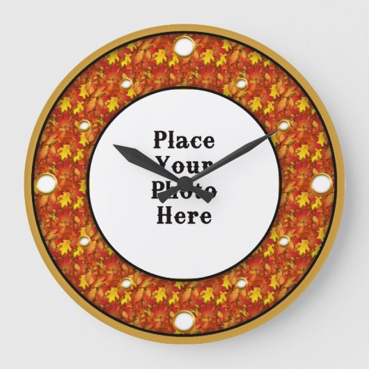 Herfst laat Lijst uw foto muurklok Grote Klok (Voorkant)