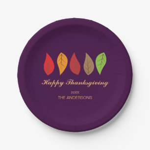 Herfst laat minimale Thanksgiving gepersonaliseerd Papieren Bordje