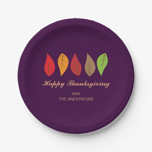 Herfst laat minimale Thanksgiving gepersonaliseerd Papieren Bordje (Voorkant)