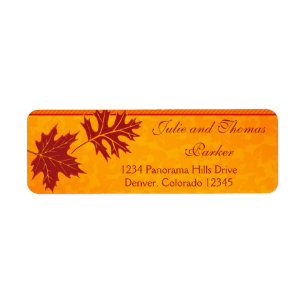 Herfst laat Oranje bruiloft retour adres labels