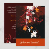 Herfst laat oranje rood wit bruin bruiloft kaart (Voorkant / Achterkant)