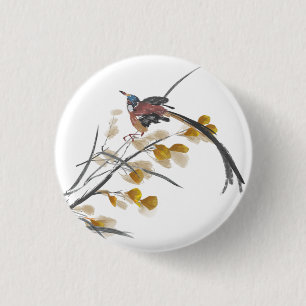 herfst laat paradijs Flycatcher-vogel Ronde Button 3,2 Cm