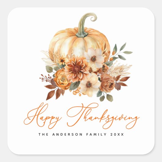 Herfst laat pompoen blij Thanksgiving Vierkante Sticker (Voorkant)