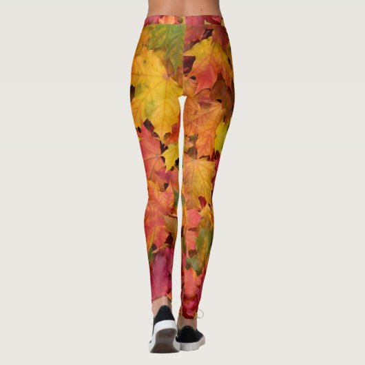 Herfst laat rood geel goud aangepaste tekst leggings (Achterkant)