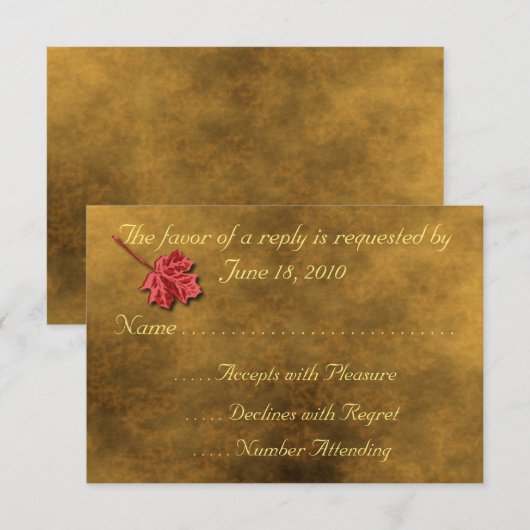 Herfst laat RSVP-kaarten RSVP Kaartje (Voorkant / Achterkant)