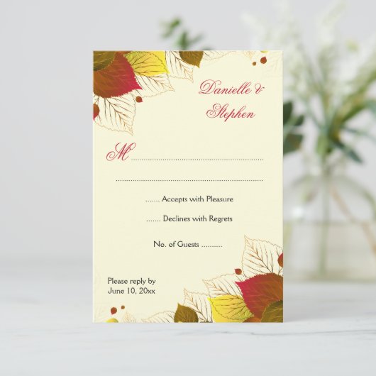 Herfst laat RSVP-reactiekaart achter RSVP Kaartje (Staand voorkant)