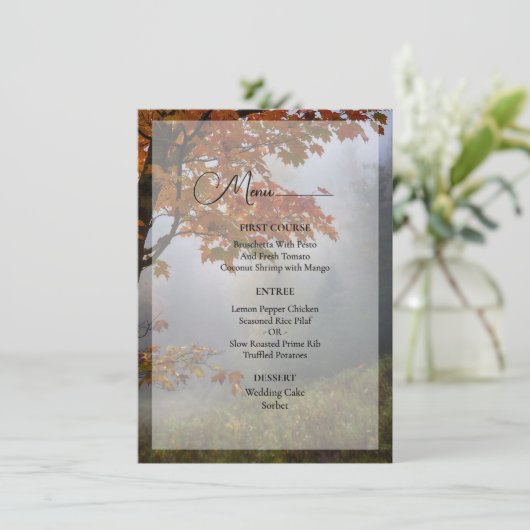 Herfst laat rustieke bruiloft menu (Staand voorkant)