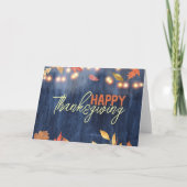 Herfst laat sprookjesverlichting op houten Thanksg Kaart (Voorkant)