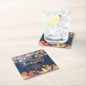 Herfst laat sprookjesverlichting op houten Thanksg Kartonnen Onderzetters (Insitu)