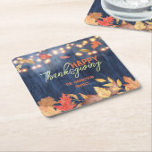 Herfst laat sprookjesverlichting op houten Thanksg Kartonnen Onderzetters (Schuin)