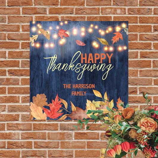 Herfst laat sprookjesverlichting op houten Thanksg Poster