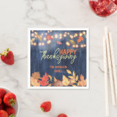 Herfst laat sprookjesverlichting op houten Thanksg Servet (Insitu)