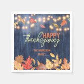 Herfst laat sprookjesverlichting op houten Thanksg Servet (Voorkant)