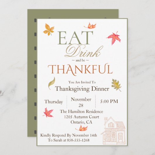 Herfst laat Thanksgiving dineruitnodiging Kaart (Voorkant / Achterkant)