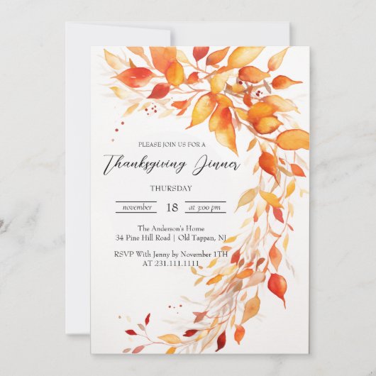 Herfst laat Thanksgiving dineruitnodiging Kaart (Voorkant)