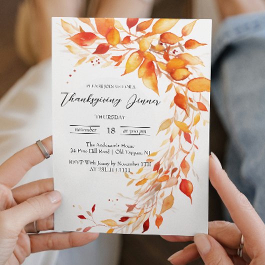 Herfst laat Thanksgiving dineruitnodiging Kaart