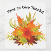 Herfst laat tijd om Bedankt te geven Wijn Etiket (Enkel label)