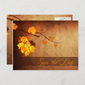 Herfst laat verdrietig op de datum aankondigingskaart (Voorkant / Achterkant)