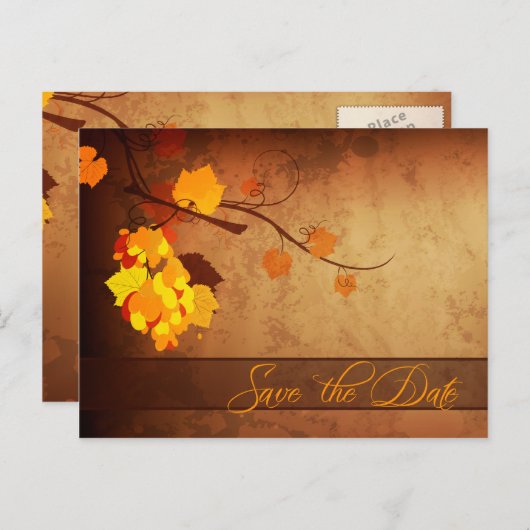 Herfst laat  verdrietig op de datum aankondigingskaart (Voorkant / Achterkant)