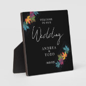 Herfst laat zwart contrast bruiloft welkom fotoplaat (Voorkant)