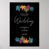 Herfst laat zwart contrast bruiloft welkom poster (Voorkant)