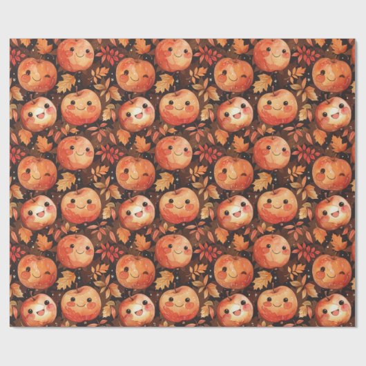 Herfst lachende pompoenen Thanksgiving Cadeaupapier (Vlak)