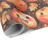 Herfst lachende pompoenen Thanksgiving Cadeaupapier (Rol Hoek)