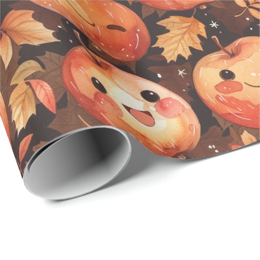 Herfst lachende pompoenen Thanksgiving Cadeaupapier (Rol Hoek)