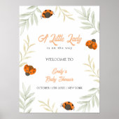 Herfst Ladybug Greenery Baby shower Welkom Poster (Voorkant)